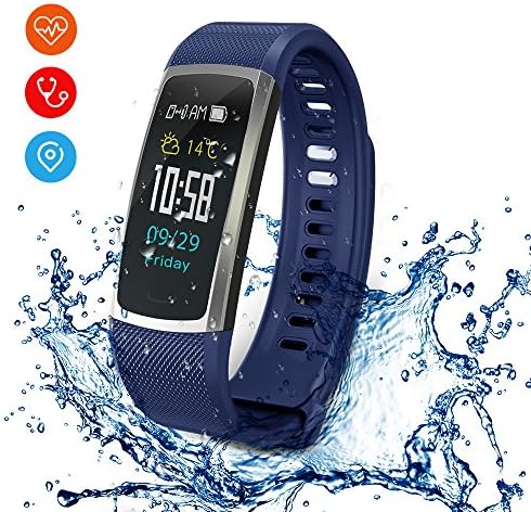 RimeU Activity Fitness Tracker Bluetooth Smart Bracelet With 0.96 Inch IPS Touch Screen EMFS Energy Core Sports Watch IP68 Waterproof Wristband Pedometer Heart Rate Blood Pressure Sleep Monitor Alarm for Android iOS Samsung LG Xiaomi Moto iPhone Gift for Women Men Friends Kids Parents
