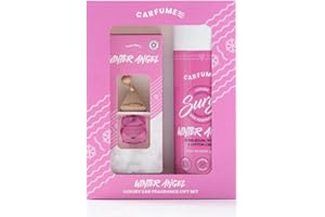 Carfume Winter Angel Car Air Freshener Gift Set | Limited Edition Scent | Bubblegum, Vanilla & Cotton Candy Fragrance - Hanging Diffuser & Surge Can - Luxury Pink Car Accessory Gift For Women