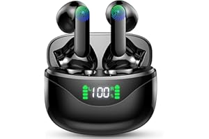 RENIMER Cuffie Bluetooth, Auricolari Bluetooth 5.3 con 3D HiFi Stereo, Cuffie Wireless 4 ENC Mics, 36 Ore Cuffiette Bluetooth Display LED, Mini Cuffie Senza Fili in Ear IP7 Impermeabile/USB-C/3g Ultra Leggero