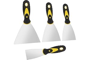 FANTESI 4 Pcs 4 Pcs Stainless Steel Wallpaper Scraper Paint Scraper Set, Filling Putty Knife Tool Putty Drywall Joint Knife Plastering Tools for Drywall Repair