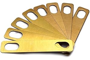 Alnicov 8 Stück Gitarren-Hals-Unterlegscheiben 4 x 0,2 mm, 2 x 0,5 mm und 2 x 1 mm dicke Messingscheiben für Gitarre und Bass, zum Anschrauben, goldfarben