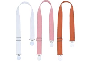 KUNYEAH 3 PCS Multipurpose Clips Baby Nursing Cover Clips Saliva Towel Double-end Clamp Toy Anti-Drop Clip Adjustable Braid Strap Dental Bib Holder Clip Napkin Holder for Adult Kids (Orange/White/Pink)