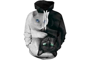 EUDOLAH Damen Pullover 3D Druck Pulli mit Tasche Digitaldruck Pulli mit Aufdruck Galaxy Tier Langarm