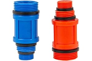 tecuro Uniwersalny korek budowlany – korek spustowy do 3/8-1/2 i 3/4 cala – tworzywo sztuczne, dwupak po 1 x niebieski/czerwony
