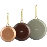 GreenPan Shades 3 Frying Pans 7.9/9.4/11", Ceramic Nonstick, Terra | Aluminum, Non-stick Ceramic, Stainless Steel Handles, In