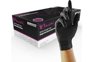 NITREX Unigloves Select Guanti in Nitrile Neri - Guanti Monouso Senza Talco Per estetica, Piercing e Tatuatori - confezione da 100 Guanti, Nero, Medium (GT0033)