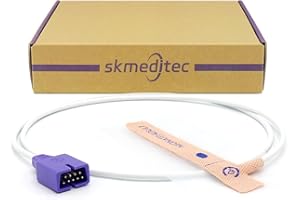 Skmeditec 4 pezzi compatibili con sensore SpO2 monouso Nellcor OXIMAX per neonati/adulti, connettore D-Sub a 9 pin viola, cavo di ricambio per MAX-N