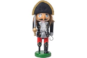 OBC-KUNSTHANDWERK Nussknacker Holzfigur Pirat schwarz / 25 cm/Deko Figur Nussknacker Holz/handbemalt im Kunsthandwerks-Stil/weihnachtlich dekorieren