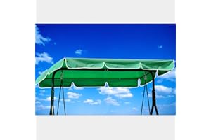 VWACBOAW Hollywood Swing Roof Cover, Replacement Roof Hollywood Swing 210 x 145 cm, Waterproof, Windproof, Tear-Resistant, Polyester Cloth, Anti-UV, Dustproof (250 x 190 cm, Green)