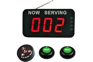 CYSSJF 3 Dígitos Sistema de Gestión de Colas, Sistema de Llamadas en Cola,Sistema de Llamadas Restaurante,Maquina de Numeros Turnos (1 Pantalla de Turnomatic con Mando+2 Llamador Numérico)