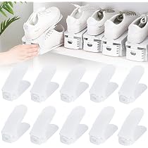 Einstellbares Schuhregal – 3 Höhen Verstellbar, Rutschfest, Platzsparend, Aus PP, Für Alle Schuharten (Weiß)