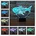Produktbild shark 3d nacht licht an schreibtisch lampen 7 farbwechsel illusion licht mit acryl wohnung abs basis usb ladegerät für weihnachts geschenk