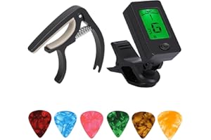 WORUIB 8 pcs guitar tuner, guitar picks, capo, guitar capo, capo electric guitar, electric guitar tuner, guitar capo acoustic, Complete Starter Pack for Acoustic Electric Guitar Players