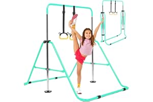 AMRTA Horizontal Bar Gymnastics Bars for Kids with Swing Garden Home Fitness Stretching Folding Value Gift Set, Gym Training Bar Equipment Adjustable Height for Girls Boys Indoor Outdoor Home