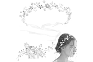 KETTION Braut Stirnband Haarschmuck Hochzeit Kopfschmuck Vintage Kristall Perle Haarkranz Rebe Stirnbänder Strass, Stirnband Haarschmuck mit Blatt, Kopfschmuck Haarschmuck für Braut Brautjungfern