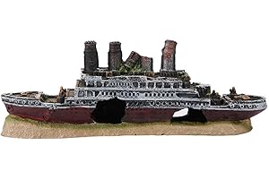 Pssopp Decoración para acuario, diseño de barco de resina, 27 x 9,5 x 5,2 cm