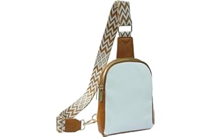 Vpoofree Mujer Bolsa de Pecho,Mochila Bandolera Mujeres,Impermeable Sling Bag Chest Bag Pequeña Bolso Bandolera Ligero para Ciclismo Correr Senderismo Viajes (Blanco Con Marrón Chest Bag)