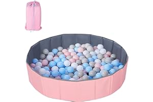 XJYMCOM Ball Pit Foldable Waterproof Kids Play Ball Pool for Indoor Outdoor Portable Round Ocean Ball Pool Fence with Storage Bag for Baby Toddler Boy Girl (Pink 80cm)