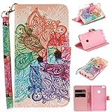 Huawei P8 lite 2017 Case,BONROY® Huawei P8 lite 2017 Colorful pattern Painted PU Leather Phone Holster Case, Flip Folio Book Case Wallet Cover with Stand Function, Card Slots Money Pouch Protective Leather Wallet Case for Huawei P8 lite 2017