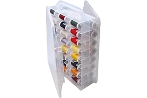 HomDSim 46 Grids Sewing Organizer, Double Sided Thread Box Storage, Portable Clear Plastic Organizer Box for Embroidery and Sewing Threads, Embroidery Floss, Crafts, Small Toys