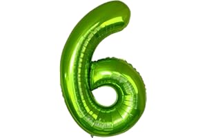 DAZAKA Palloncini Compleanno 6 Anni Verdi - 101 CM Giganti Palloncini Numeri 6 Verde - Decorazioni Festa Compleanno - Gonfiabili Elio o Aria