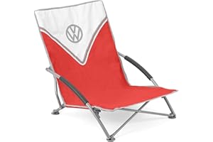 Board Masters VW Collection - Silla Plegable de Playa con Bolsa de Transporte T1 Camper Bus 70 cm Rojo