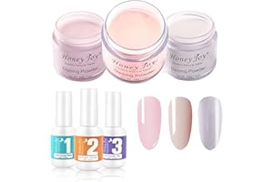 HONEY JOY 6 in 1 Tool Kits 28g/Box Nude Pink Dipping Powder Without Lamp Cure Nails Dip Powder Summer Gel Nail Color Powder Natural Dry (Clear Pink, 8, Clear)