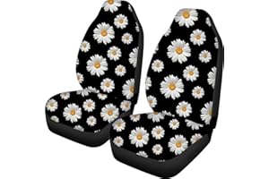 MODEGA Floral Daisy Pattern 2 Pcs Car Seat Covers Fits Auto Cars Sedan Truck SUV Travel Use Automotive Accessories