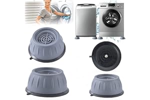 CYGJING Piedini Antivibrazione Lavatrice,Ammortizzatori,Cuscinetti in Antiscivolo, Supporto Antiurto e Antirumore, Per Asciugatrice Frigoriferi, Rotondo (Grigio,4Pezzi)
