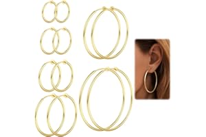 MILACOLATO Clip On Boucles d'Oreilles Créoles Femme Huggie Fausse Boucle d'Oreille Printemps Faux Boucles Oreille Pour Non Percées Bijoux 6 Tailles Argent Or Ton Or Rose