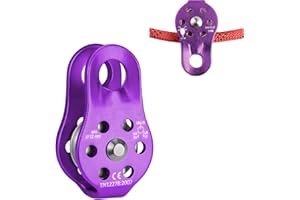 Guanici Cable Pulleys for Wire Ropes Pulley Pulley for Ropes Pulley 26 kN Pulley for up to 12 mm Diameter Rope Climbing Rescue Lifting and Tow Rope Pulley (Purple)