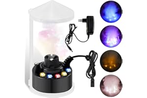 PORFOYO Mini macchina per nebbia, 12 LED, nebulizzatore a ultrasuoni, generatore di nebbia a ultrasuoni, per fontane d'acqua, Halloween, stagni, wigwam, acquari (nero)