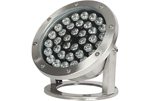 WZYJLyds Projecteur D'étang sous-Marin LED D'éclairage de Fontaine Basse Tension 12V IP68 Étanche Acier Inoxydable Éclairage sous Marin pour Piscine, Fontaine, Étang(Blanc Froid,36W)