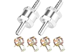 EJRUP 2 Pièces Clapet Anti Retour En Aluminium De Carburant 6 mm, 4 Pinces, Pour Huile Chromée Et Eau Essence Voiture Bateau Moto, Carburateur Systèmes Basse Pression Tuyau De Carburant