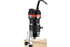 OKANEMOQI Fresatrice Rifilatore - Bordo Legno Laminato Trimmer manuale elettrico Laminatore Trim Router 30000r/min 800W per Lavorazione del Legno Rifinitura Scanalatura Intaglio (black)