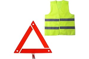Ksvaye 2in1 Kit Auto Emergenza con Triangolo Auto omologato & Gilet Catarifrangente Alta visibilità, Pieghevole Triangolo Emergenza Auto per Automobile Moto Camper