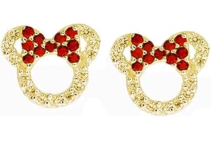 Kaguyo Boucles d'oreilles en argent sterling pour femmes, argent sterling pavé d'améthyste vert bleu rouge zircone mignonne souris boucles d'oreilles pour femmes filles enfants