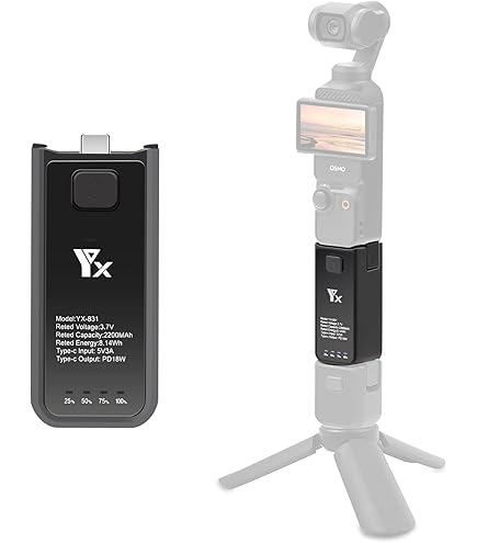 XBERSTAR Pocket 3 Poignée de batterie pour DJI Osmo Pocket 3 Portable Power Handle 4500mAh Camera Portable Power Bank (Noir