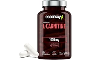 ESSENSEY - L-Carnitin I 1000 mg I 90 Kapseln I L-Carnitin-Tartrat I Für Vegetarier I 45 Tagesdosen I Leicht zu schlucken