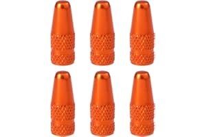 Vorcool 6 Pieces Bicycle Valve Caps, Aluminium Alloy French Valve Caps for MTB, Road Bike, Mountain Bike, Tyre Air Valve Caps, Dust Covers (Orange)