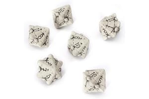 LYNX Set de Dés JDR D12 - Lot de Six Dés 12 Faces - Dés Jeu de Role à Thème Crâne et Os. Cadeau pour Donjon & Dragon/Dungeons & Dragons (DND), Warhammer, D&D, Pathfinder, Magic The Gathering (MTG)(Blanc)