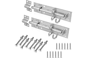 ONESTO Pack of 2 - Gate Bolt Lock Shed Door Lock 8'' Heavy Duty Brenton Bolt as Garden Gate Lock Zinc Plate Galvanised for Extra Security