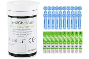 SEEYC Medidor de glucosa en sangre tiras de prueba diabetes strips reactivas de 50pcs para ES diabéticos para glucómetros VivaChek Ino e Ino X