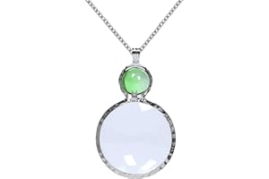 Jiulory Magnifying Glass Pendant, Long Chain Monocole Glass Lens Magnifier Necklace Mama Necklace Collar for Women for Library,Reading,Zoom,Jewelry,Craft Needlework…