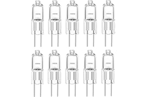 KOMUNJ 10 Pack G4 Halogen Light Bulbs 20W 12V Clear Capsule 2 Pin Lamp Bulb, for Cooker Hood, Cabinets, Table Lamps
