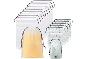 MultiValue Worki na buty, 10 sztuk, wodoszczelne, przenośne, do pakowania i 5 sztuk uroczych worków z linką wielokrotnego użytku, duże, zabezpieczone przed kurzem, przezroczyste kieszenie ze