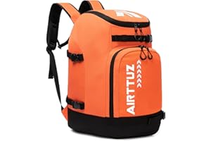 AIRTTUZ Ski Boot Bag - Ski and Snowboard Boots Backpack，Excellent for Travel with Waterproof Exterior & Bottom - for Men, Women and Youth.