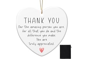 Geiserailie Thank You Appreciation Gift Ornament Ceramic Hanging Christmas Heart Present Xmas Tree Decor for Women Staff Colleague Employee Coworkers Decoration