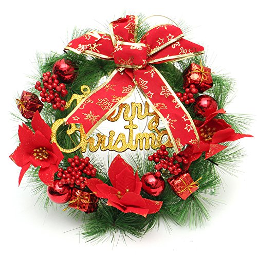 Preisvergleich Produktbild ZYCkeji Schön Weihnachtskranz Ring, 30cm rot Kunststoff Weihnachtskranz Ring Baum Startseite dekorative Festival Blume Ring
