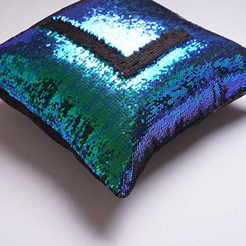 Homelava Pailletten kissen Glitzer Pailletten Kissenbezug Startseite Schlafzimmer Sofakissen Kissenabdeckung 40x40cm,Grün + Schwarz - 2